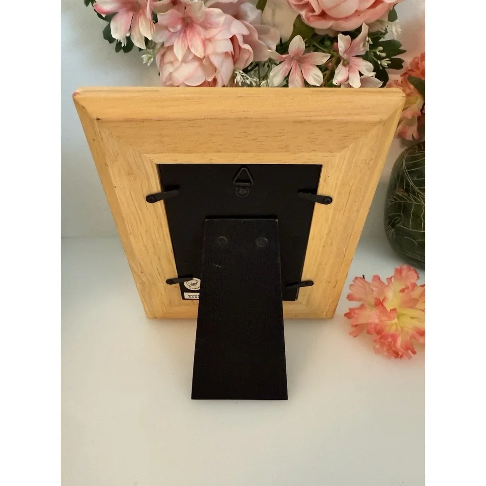 Vintage 80s Fetco Handcrafted Wooden Picture Frame With Animals Nursery Baby New